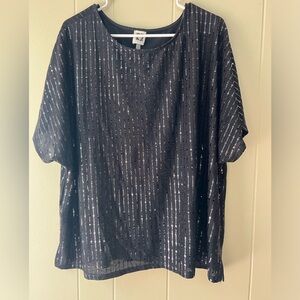 Anne Klein NWT black sequined top. Size 2x